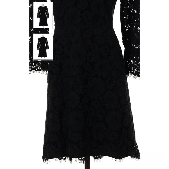 Ann Taylor Black Velvet Damask Dress - Size 0 - Picture 5 of 12